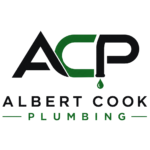 Albert Cook Plumbing logo featuring the initials ACP with a green water droplet.